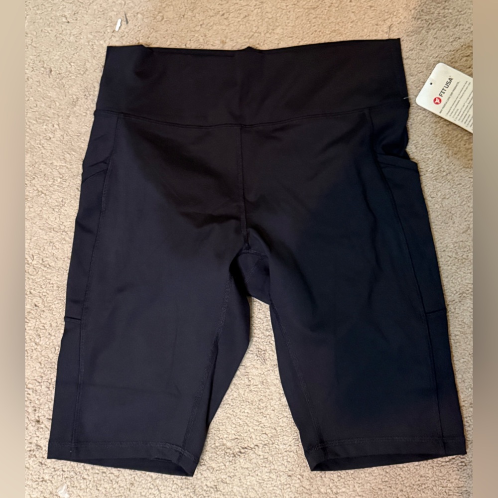 Black Women's Biker Shorts w Pockets New Large